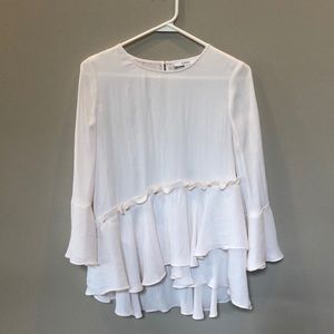 White Flowy Long-Sleeved Blouse